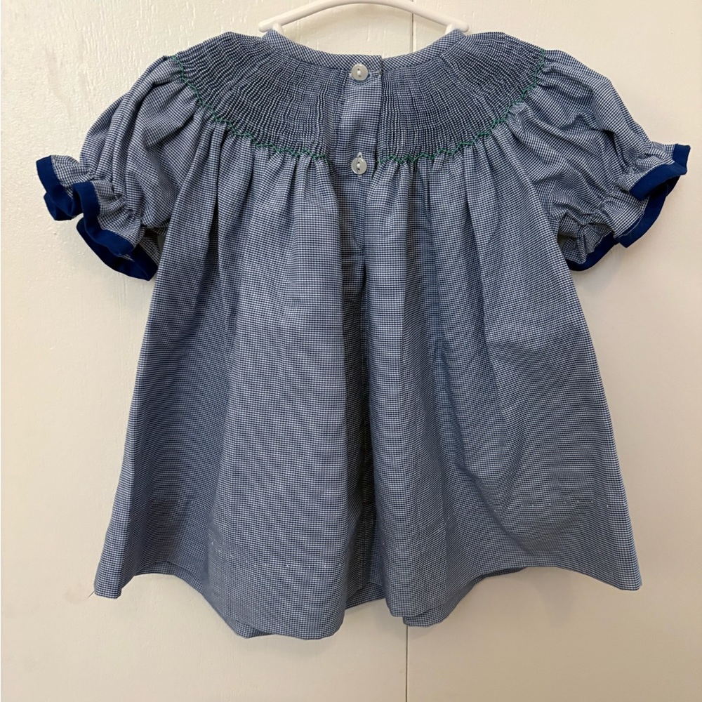 Adorable Blue Kids Dress with Turkey Design - Picture 2 of 4